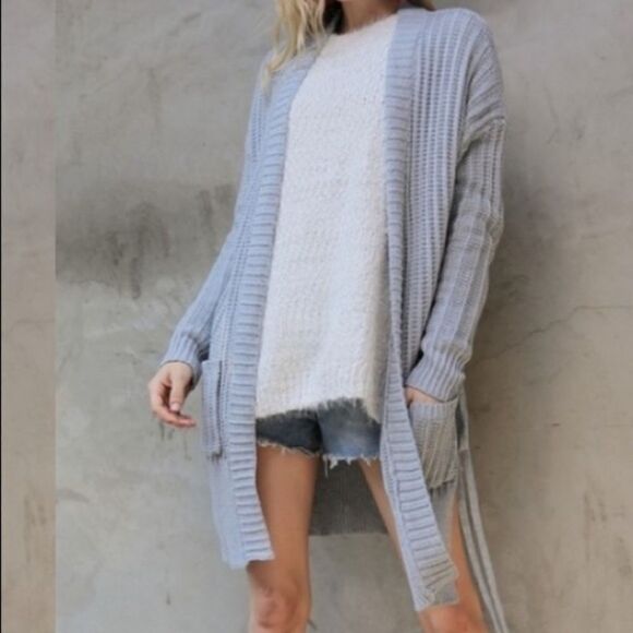 ‎Side Lacing Thick Cardigan Sweater - Picture 3 of 9